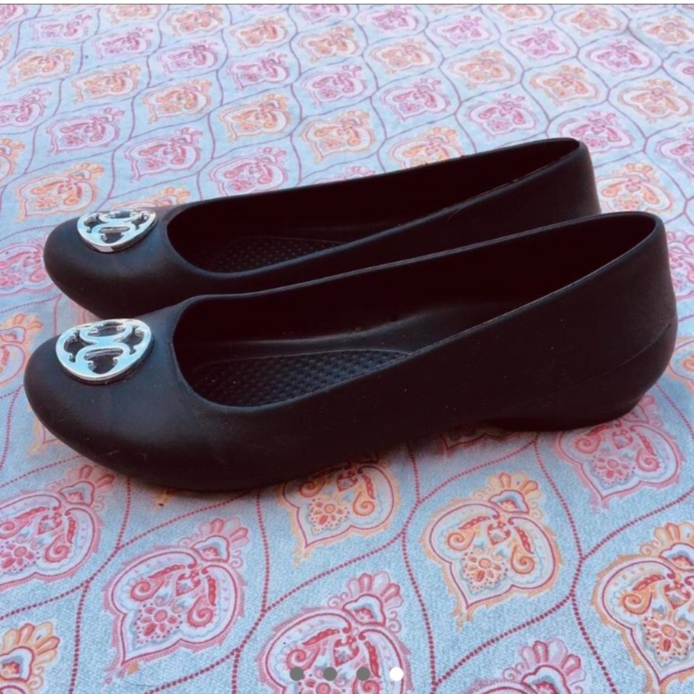 🎉Host Pick🎉Black & Silver Croc Flats - Picture 4 of 4